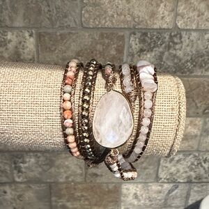 8. Elegant Rose Quartz Multi-Layered Beaded Wrap Bracelet